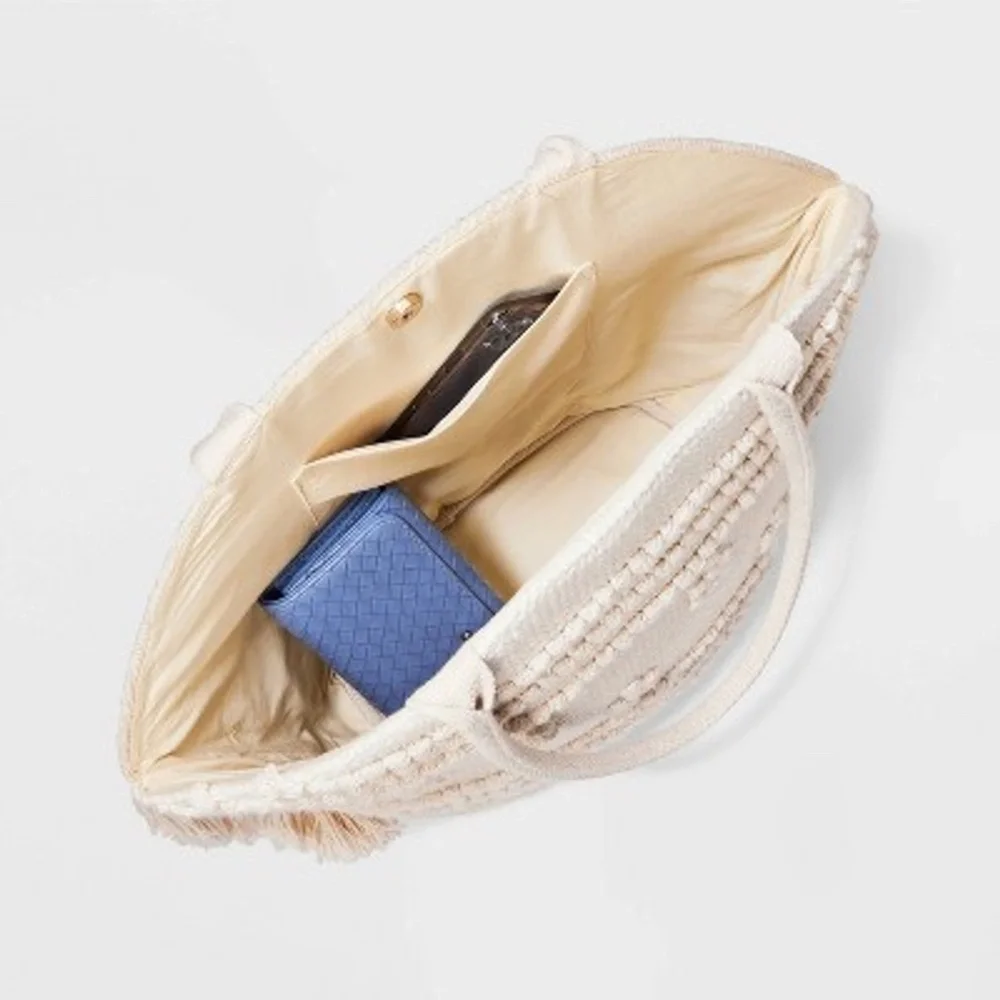 Shade & Shore Cream Oversized Beach Tote Bag